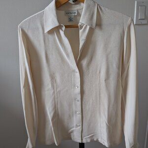 Vintage Ann Taylor 100% Silk Top Off White